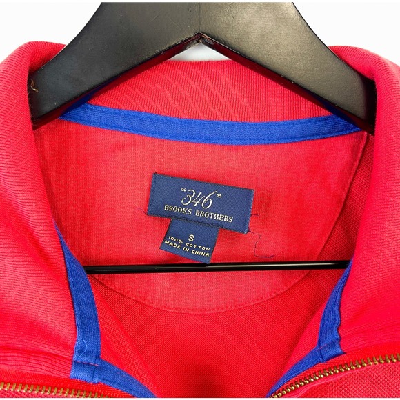 346 Brooks Brothers (S) 100% Cotton Mens Colorblock Sweater Pullover Red Blue - Picture 7 of 8